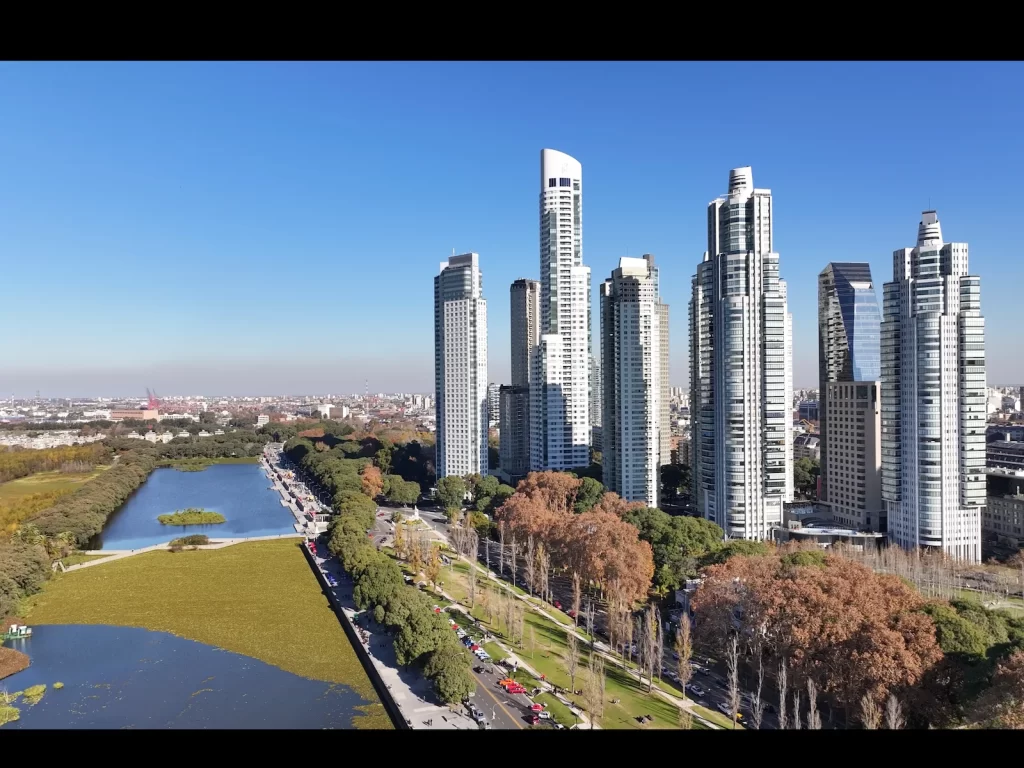 Aerial drone photography Buenos Aires city center